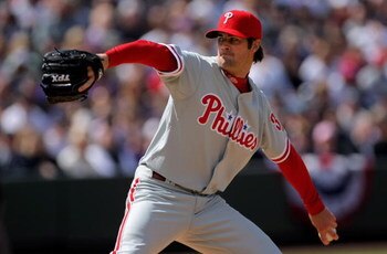 DENVER - APRIL 10:  Starting pitcher Cole Hamels #35 of the Philadelphia Phillies delivers against the Colorado Rockies during MLB action on Opening Day at Coors Field on April 10, 2009 in Denver, Colorado. Hamels collected the loss as the Rockies defeate