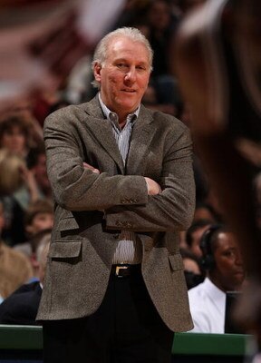 MILWAUKEE - MARCH 01: Head coach Gregg Popovich of the San Antonio Spurs watches as his team takes on the Milwaukee Bucks on March 1, 2008 at the Bradley Center in Milwaukee, Wisconsin. NOTE TO USER: User expressly acknowledges and agreees that, by downlo