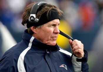 ORCHARD PARK, NY - DECEMBER 28: Head coach Bill Belichick of the New England Patriots watches from the sideline against the Buffalo Bills at Ralph Wilson Stadium December 28, 2008 in Orchard Park, New York. The Patriots won 13-0.  (Photo by Rick Stewart/G