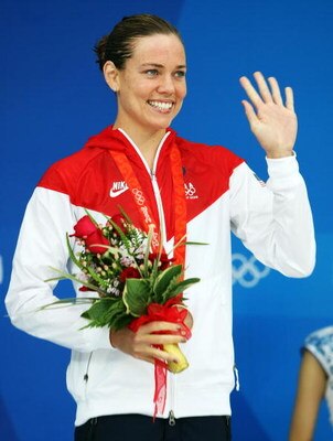 BEIJING - AUGUST 13:  Natalie Coughlin of the United States poses with the bronze medal during the medal ceremony for the Women's 200m Individual Medley at the National Aquatics Centre during Day 5 of the Beijing 2008 Olympic Games on August 13, 2008 in B