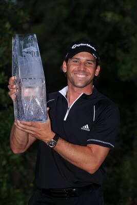 PONTE VEDRA BEACH, FL - MAY 11:  Sergio Garcia of Spain poses with the trophy after winning THE PLAYERS Championship on THE PLAYERS Stadium Course at TPC Sawgrass on May 11, 2008 in Ponte Vedra Beach, Florida.  (Photo by Andy Lyons/Getty Images)