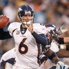 CHARLOTTE, NC - DECEMBER 14:  Quarterback Jay Cutler #6 of the Denver Broncos looks to pass the ball during the game against the Carolina Panthers at Bank of America Stadium on December 14, 2008 in Charlotte, North Carolina. (Photo by: Streeter Lecka/Gett