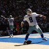 DALLAS - SEPTEMBER 30:  Quarterback Tony Romo #9 and wide receiver Sam Hurd #17 of the Dallas Cowboys celebrate after Romo's 15 yard touchdown run against the St. Louis Rams at Texas Stadium September 30, 2007 in Irving, Texas. The Cowboys won 35-7.  (Pho