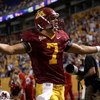 MINNEAPOLIS, MN - SEPTEMBER 08:  Eric Decker #7 of the Minnesota Golden Gophers celebrates his touchdown reception in the first overtime period against the Miami of Ohio Redhawks as Minnesota defeated Miami of Ohio 41-35 in triple overtime at the Metrodom