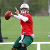 FLORHAM PARK, NJ - MAY 02:  Quarterback Mark Sanchez #6 of the New York Jets throws a pass during minicamp on May 2, 2009 at the Atlantic Health Jets Training Center in Florham Park, New Jersey.  (Photo by Jim McIsaac/Getty Images)