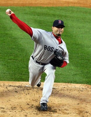NEW YORK - MAY 05:  Josh Beckett #19 of the Boston Red Sox delivers a pitch against the New York Yankees on May 5, 2009 at Yankee Stadium in the Bronx borough of New York City. The Red Sox defeated the Yankees 7-3.  (Photo by Jim McIsaac/Getty Images)