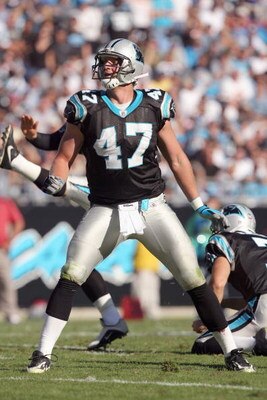 CHARLOTTE - OCTOBER 26:  Jeff King #47 of the Carolina Panthers watches the field goal kick during the game against of the Arizona Cardinals at Bank of America Stadium on October 26, 2008 in Charlotte, North Carolina. (Photo by: Streeter Lecka/Getty Image