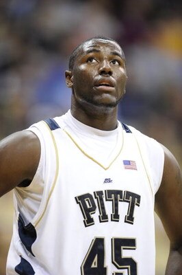 PIITSBURGH, PA - JANUARY 14:  DeJaun Blair #45 of the Pittsburgh Panthers looks on during a basketball game against the Georgetown Hoyas at Petersen Events Center on January 14, 2008 in Pittsburgh, Pennsylvania.  (Photo by Mitchell Layton/Getty Images)
