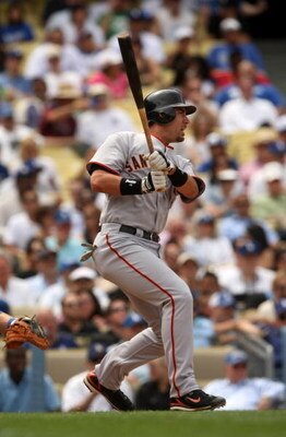LOS ANGELES, CA - APRIL 13:  Travis Ishikawa #10 of the San Francisco Giants bats against the Los Angeles Dodgers on April 13, 2009 at Dodger Stadiium in Los Angeles, California.  The Dodgers won 11-1.  (Photo by Stephen Dunn/Getty Images)