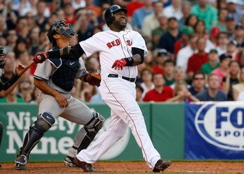 BOSTON - APRIL 25:  David Ortiz #34 of the Boston Red Sox bats against the New York Yankees at Fenway Park on April 25, 2009 in Boston, Massachusetts. (Photo by Jim Rogash/Getty Images)