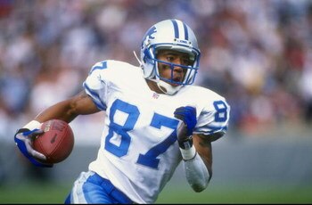 4 Oct 1998:  Wide receiver Johnnie Morton #87 of the Detroit Lions in action during a game against the Chicago Bears at Soldier Field in Chicago, Illinois. The Bears defeated the Lions 31-27.