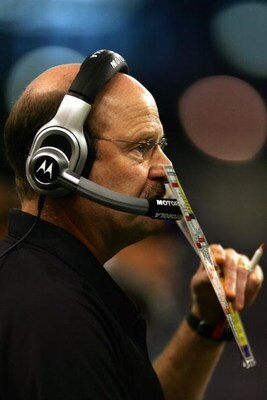 DETROIT - SEPTEMBER 16:  Head Coach Brad Childress of the Minnesota Vikings watches from the sidelines in the game against the Detroit Lions during the third quarter at Ford Field on September 16, 2006 in Detroit, Michigan.  (Photo by Harry How/Getty Imag