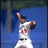 18 JUL 1993:  TOM CANDIOTTI PITCHES FOR THE LOS ANGELES DODGERS DURING THEIR GAME AGAINST THE MONTREAL EXPOS AT DODGER STADIUM IN LOS ANGELES, CALIFORNIA.  MANDATORY CREDIT: J.D. CUBAN/ALLSPORT.