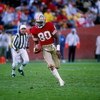 13 Oct 1988: Wide receiver Jerry Rice of the San Francisco 49ers runs down the field during a game against the Los Angeles Raiders at Candlestick Park in San Francisco, California. The Raiders won the game 9-3.