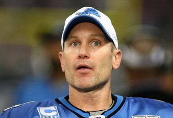 DETROIT - NOVEMBER 23:  Kicker Jason Hanson #4 of the Detroit Lions walks the sidelines during the NFL game against the Tampa Bay Buccaneers at Ford Field on November 23, 2008 in Detroit, Michigan. The Buccaneers defeated the Lions 38-20.  (Photo by Chris