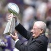 9 Sep 2001: Art Modell, owner of the Baltimore Ravens presents the superbowl trophy to the crowd during pre-game festivities at the game against the Chicago Bears at PSINet Stadium in Baltimore, Maryland.  The Ravens won 17-6. DIGITAL IMAGE. Mandatory Cre