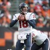 CLEVELAND - NOVEMBER 23:  Quarterback Sage Rosenfels #18 of the Houston Texans looks to pass the ball downfield during the NFL game against the Cleveland Browns at Cleveland Browns Stadium on November 23, 2008 in Cleveland, Ohio.  (Photo by Andy Lyons/Get