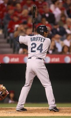 ANAHEIM, CA - APRIL 24:  Ken Griffey Jr. #24 of the Seattle Mariners bats against the Los Angeles Angels of Anaheim on April 24, 2009 at Angel Stadium in Anaheim, California. The Mariners won 8-3.  (Photo by Stephen Dunn/Getty Images)