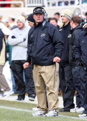 EAST LANSING, MI - NOVEMBER 08:  Head coach Joe Tiller of the Purdue Boilermakers looks on as his team plays the Michigan State Spartans at Spartan Stadium on November 8, 2008 in East Lansing, Michigan.  (Photo by Jim McIsaac/Getty Images)