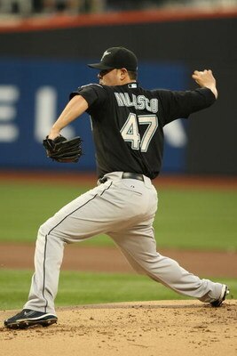NEW YORK - APRIL 28:  Ricky Nolasco #47 of the Florida Marlins pitches against The New York Mets during their game on April 28, 2009 at Citi Field in the Flushing neighborhood of the Queens borough of New York City.  (Photo by Al Bello/Getty Images)