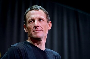 HOLLYWOOD - MARCH 07:  Seven time Tour de France winner Lance Armstrong speaks at the launch of a Nike and the Lance Armstrong Foundation's Global Art Exhibition at Montalban Theater, March 7, 2009 in Hollywood, California. The Exhibition was aimed at rai