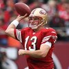 SAN FRANCISCO - DECEMBER 07:  Shaun Hill #13 of the San Francisco 49ers passes against the New York Jets during an NFL game on December 7, 2008 at Candlestick Park in San Francisco, California.  (Photo by Jed Jacobsohn/Getty Images)