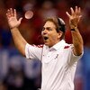 NEW ORLEANS - JANUARY 02:  Head coach Nick Saban of the Alabama Crimson Tide reacts in the third quarter while taking on the Utah Utes during the 75th Allstate Sugar Bowl at the Louisiana Superdome on January 2, 2009 in New Orleans, Louisiana.  (Photo by 