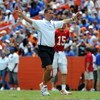 GAINESVILLE, FL - APRIL 18: Coach Urban Meyer of the University of Florida directs the spring football orange and blue game at Ben Hill Griffin Stadium April 18, 2009 in Gainesville, Florida.  (Photo by Al Messerschmidt/Getty Images)