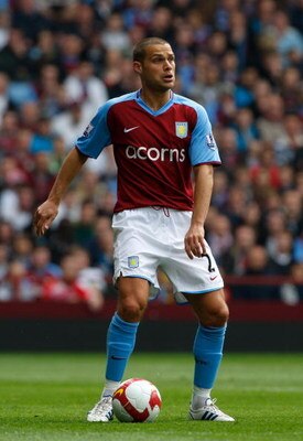 BIRMINGHAM, ENGLAND - APRIL 12:  Luke Young of Villa in action during the Premier League  match between Aston Villa and Everton at Villa Park on April 12, 2009 in Birmingham, England.  (Photo by Stu Forster/Getty Images)