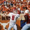 AUSTIN, TX - SEPTEMBER 27: Quarterback Tyler Wilson #8 of the Arkansas Razorbacks throws against Texas Longhorns in the fourth quarter on September 27, 2008 at Darrell K Royal-Texas Memorial Stadium in Austin, Texas.  Texas won 52-10. (Photo by Brian Bahr