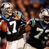 CHARLOTTE, NC - JANUARY 10:  Quarterback Jake Delhomme #17 of the Carolina Panthers looks to pass against the Arizona Cardinals during the NFC Divisional Playoff Game on January 10, 2009 at Bank of America Stadium in Charlotte, North Carolina.  (Photo by 