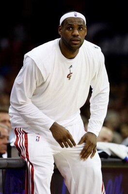 CLEVELAND - MAY 20:  LeBron James #23 of the Cleveland Cavaliers looks on against the Orlando Magic in Game One of the Eastern Conference Finals during the 2009 Playoffs at Quicken Loans Arena on May 20, 2009 in Cleveland, Ohio. NOTE TO USER: User express