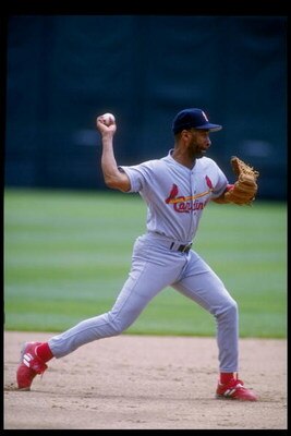 25 Jul 1993:  Shortstop Ozzie Smith of the St. Louis Cardinals throws the ball during a game against the Colorado Rockies at Coors Field in Denver, Colorado.  Mandatory Credit: Tim de Frisco  /Allsport