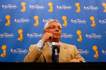 BOSTON - JUNE 08:  NBA commissioner David Stern speaks to the media before Game Two of the 2008 NBA Finals between the Los Angeles Lakers and the Boston Celtics on June 8, 2008 at TD Banknorth Garden in Boston, Massachusetts. NOTE TO USER: User expressly 