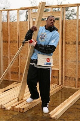 NEW ORLEANS - FEBRUARY 15:  NBA player Paul Pierce of the Boston Celtics helps build a home with NBA Cares during NBA All-Star Weekend on February 15, 2008 in New Orleans, Louisiana.  (Photo by Bryan Bedder/Getty Images)