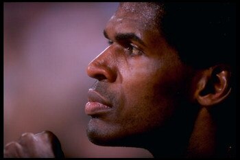 1989-1990:  Center Robert Parish of the Boston Celtics looks on. Mandatory Credit: Tim de Frisco  /Allsport