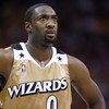 CLEVELAND - APRIL 19:  Gilbert Arenas #0 of the Washington Wizards looks on  while playing the Cleveland Cavaliers in Game One of the Eastern Conference Quarterfinals during the 2008 NBA Playoffs at Quicken Loans Arena on April 19, 2008 in Cleveland, Ohio