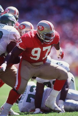 2 Oct 1994: SAN FRANCISCO 49ERS DEFENSIVE LINEMAN BRYANT YOUNG IN ACTION DURING THE 49ERS 40-8 LOSS TO THE PHILADELPHIA EAGLES AT CANDLESTICK PARK IN SAN FRANCISCO, CALIFORNIA.