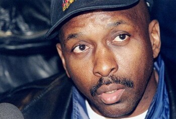 7 Feb 1997: Moses Malone looks on during Media Day for the All-Star Game at the Renaissance Hotel in Cleveland, Ohio.