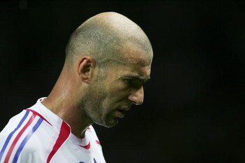 BERLIN - JULY 09:  A frustrated Zinedine Zidane of France reacts after a missed chance during the FIFA World Cup Germany 2006 Final match between Italy and France at the Olympic Stadium on July 9, 2006 in Berlin, Germany.
  (Photo by Ben Radford/Getty Ima