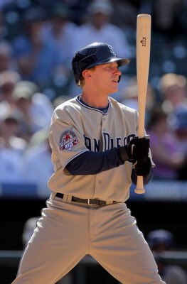 DENVER - APRIL 29:  David Eckstein #3 of the San Diego Padres pinch hits against the Colorado Rockies during MLB action at Coors Field on April 29, 2009 in Denver, Colorado. The Rockies defeated the Padres 7-5.  (Photo by Doug Pensinger/Getty Images)