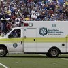 ORCHARD PARK, NY - SEPTEMBER 9:  An ambulance on the field waits to transport Kevin Everett of the Buffalo Bills after he was injured during the game against the Denver Broncos on September 9, 2007 at Ralph Wilson Stadium in Orchard Park, New York.  The B