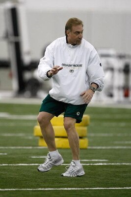 GREEN BAY, WI - MAY 1:  Linebacker coach Kevin Greene instructs players in practice drills during Green Bay Packers Minicamp at Don Hutson Center on May 1, 2009 in Green Bay, Wisconsin. (Photo by Scott Boehm/Getty Images)