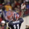 BUFFALO, NY - NOVEMBER 18: Roscoe Parrish #11 of the Buffalo Bills celebrates the touchdown against the New England Patriots at Ralph Wilson Stadium November 18, 2007 in Orchard Park, New York. The Patriots won 56-10. (Photo by Rick Stewart/Getty Images)