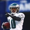 EAST RUTHERFORD, NJ -  JANUARY 11:  DeSean Jackson #10 of the Philadelphia Eagles gestures during the NFC Divisional Playoff game against the New York Giants on January 11, 2009 at Giants Stadium in East Rutherford, New Jersey.  The Eagles defeated the Gi