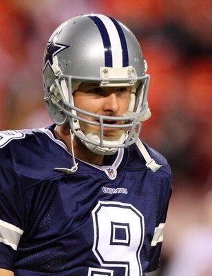 LANDOVER, MD - NOVEMBER 16:  Tony Romo #9 of the Dallas Cowboys in action against the Washington Redskins on November 16, 2008 at FedEx Field in Landover, Maryland.  (Photo by Jim McIsaac/Getty Images)