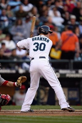 SEATTLE - MAY 21:  Russell Branyan #30 of the Seattle Mariners bats against the Los Angeles Angels of Anaheim during the game on May 21, 2009 in Seattle, Washington. (Photo by Otto Greule Jr/Getty Images) 