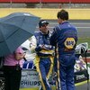 CONCORD, NC - MAY 25:  David Reutimann (C), driver of the #00 Aaron's Dream Machine Toyota, talks with Michael Waltrip (R), driver of the #55 NAPA Auto Parts Toyota, during the NASCAR Sprint Cup Series Coca-Cola 600 on May 25, 2009 at Lowe's Motor Speedwa
