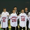 DAYTONA, FL - FEBRUARY 14:  Matt Kenseth, David Ragan, Jamie McMurray, Josh Beckett, Greg Biffle, Tim Wakefield, Carl Edwards and Mike Timlin poses for photos at a press conference announcing the partnership between Roush Racing and Fenway Sports Group at