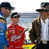 BRISTOL, TN - MARCH 21: Elliott Sadler (L) driver of the #19 Best Buy Dodge talks with Kasey Kahne (C) driver of the #9 Budweiser Dodge and Racing Legend Richard Petty during practice for the NASCAR Sprint Cup Series Food City 500 at Bristol Motor Speedwa
